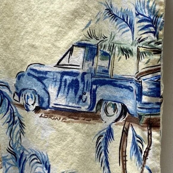 Blue Water Wear Button Up Men's Large Cream Rare Volkswagen Surf Van Beach Shirt - Picture 7 of 16